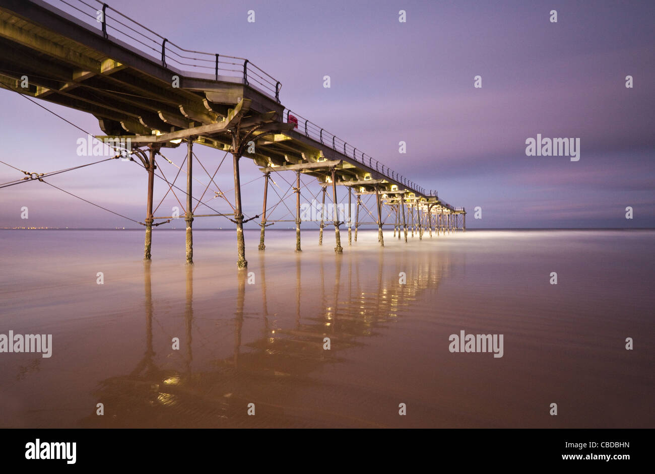 The Victorian pier at Saltburn by the Sea on the Cleveland Coastline Stock Photo