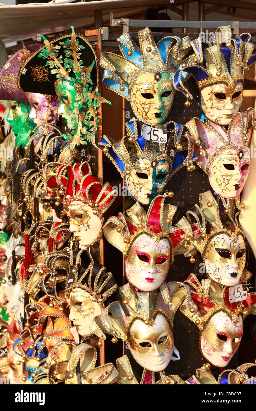 Venetian carnival masks on sale, Venice, Italy, Europe. Stock Photo