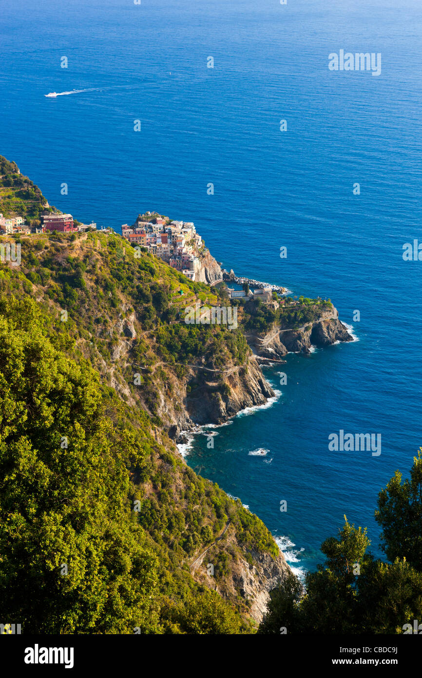 Manarola view from Volastara, Cinque Terre National Park, Province of La Spezia, Liguria, Italy, Europe Stock Photo