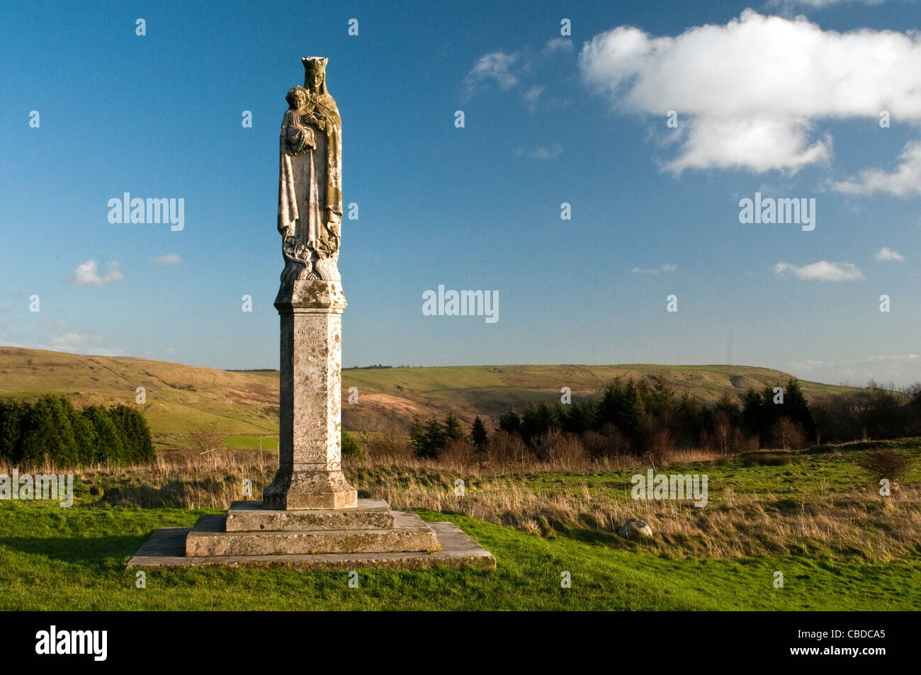 Statue of Virgin Mary and Baby Jesus at Penrhys in the south Wales Rhondda Valleys Stock Photo