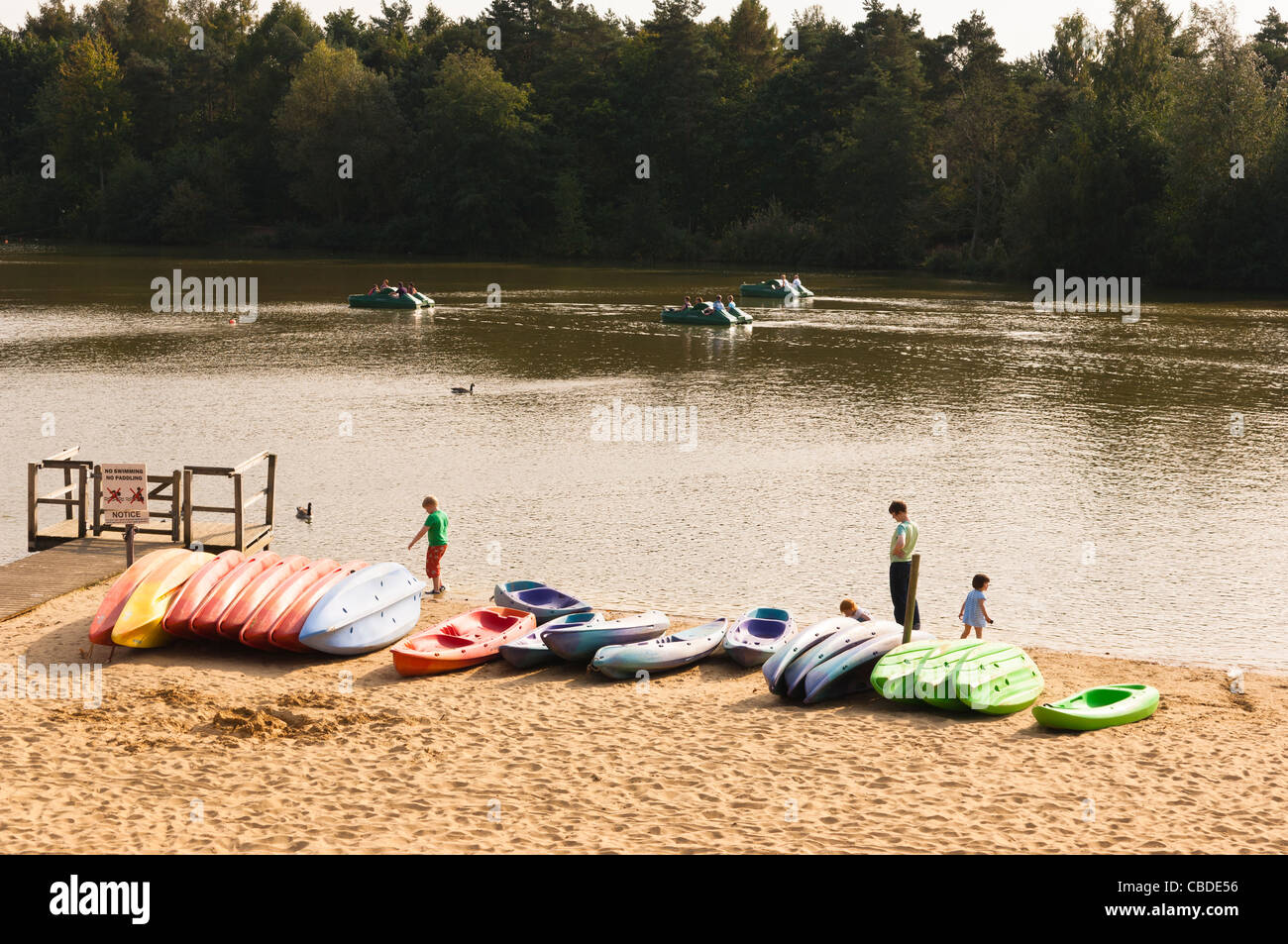 People on the lake at Center Parcs in Elveden near Thetford , England