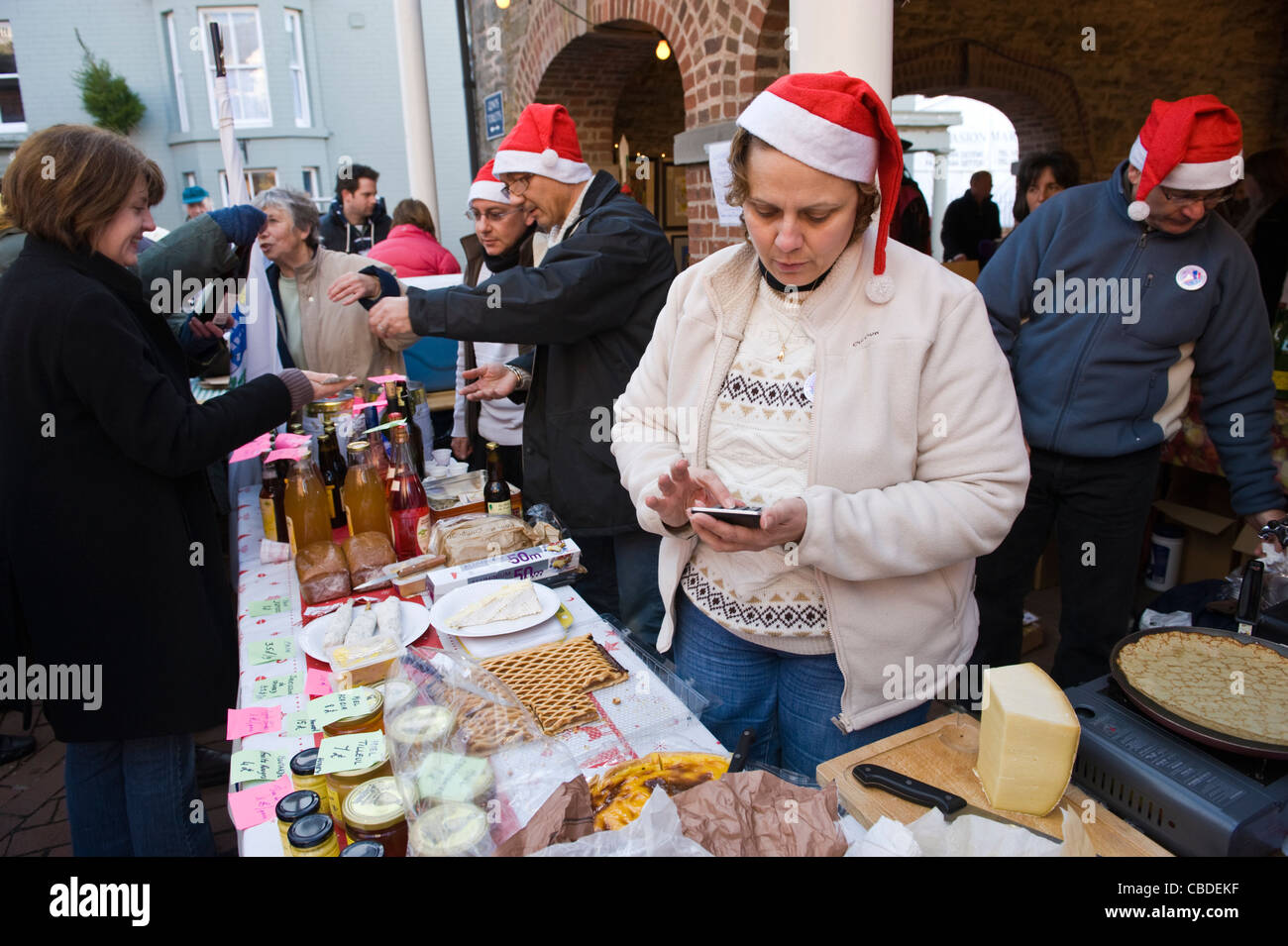 Stall selling continental foods at Kington Food Festival Herefordshire
