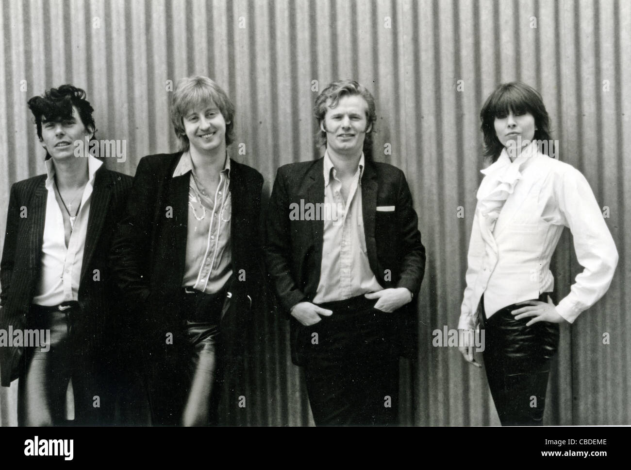 THE PRETENDERS  Promotional photo of original lineup of UK rock group about 1978. See Description below for names Stock Photo