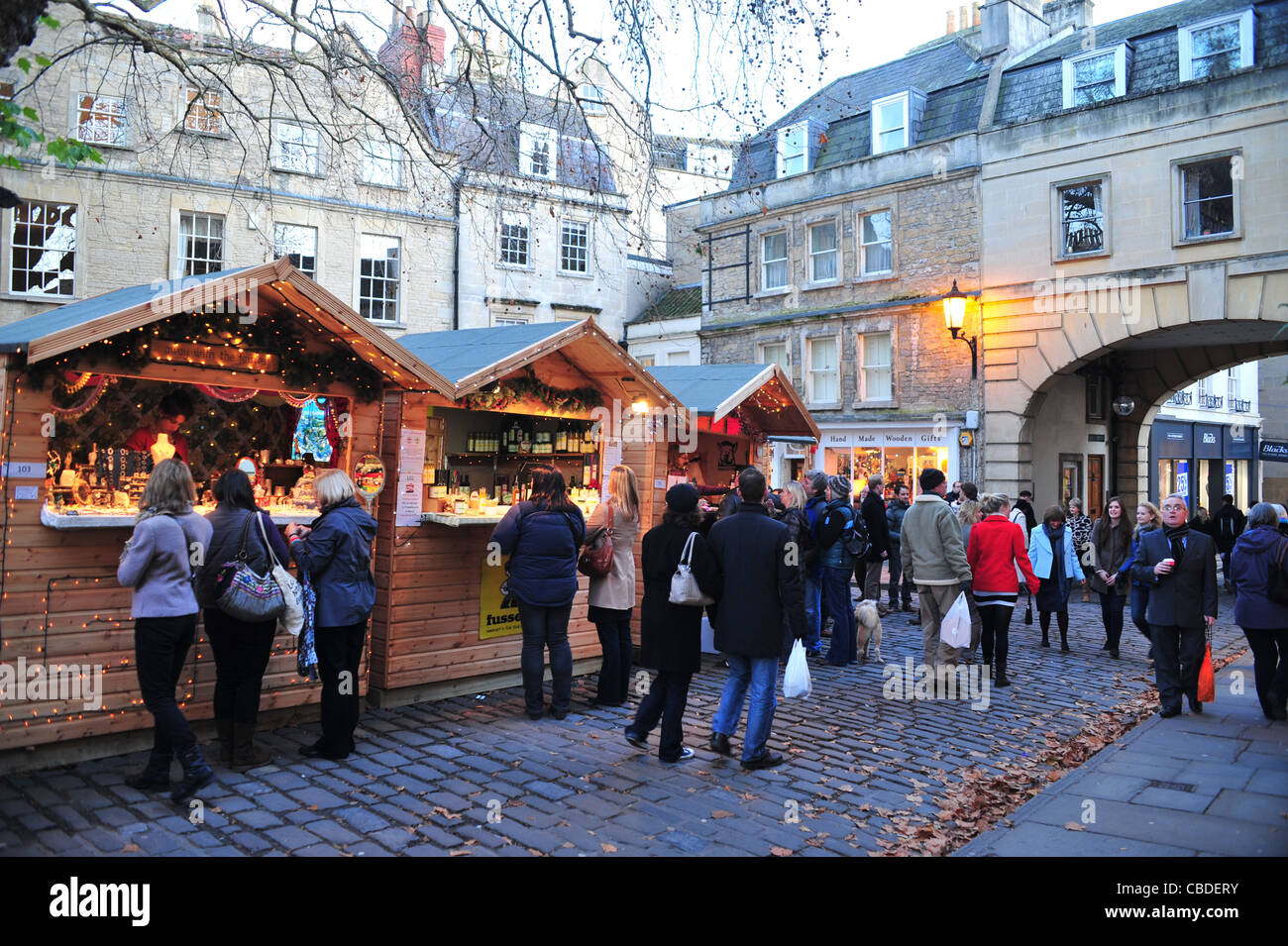 German-style Christmas market, Bath, England Stock Photo