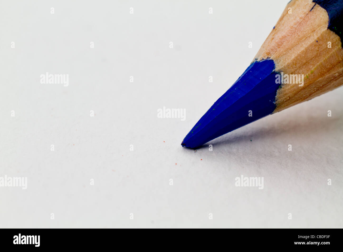 Close up of a Blue water soluble pencil tip. Stock Photo