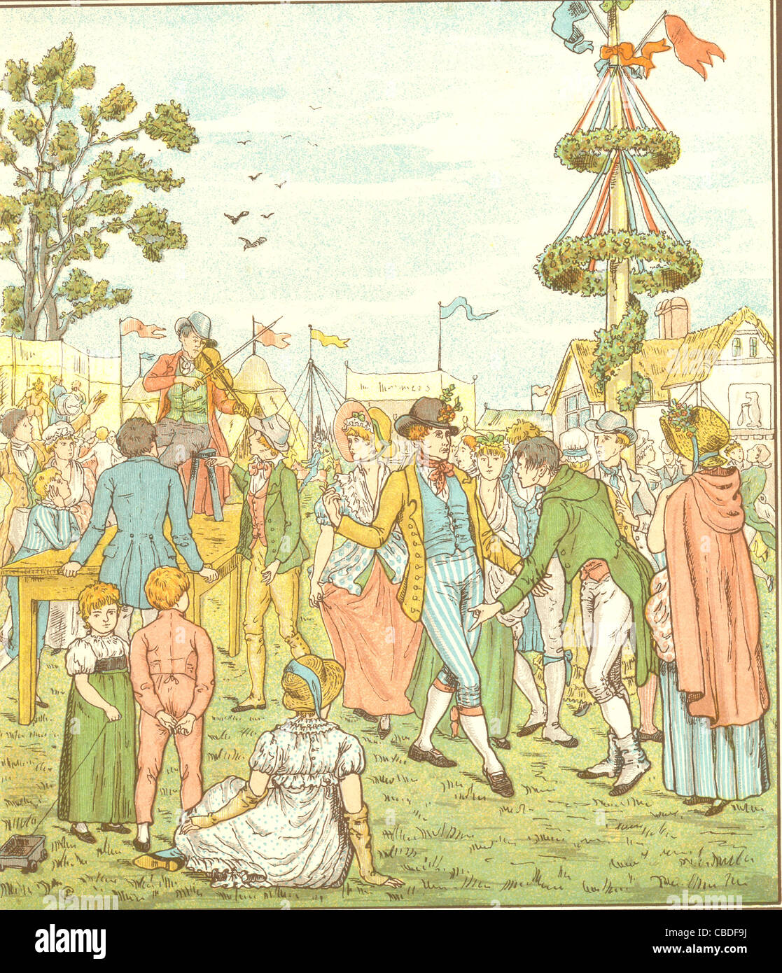 Illustration from The Maypole by artist E Casella Stock Photo