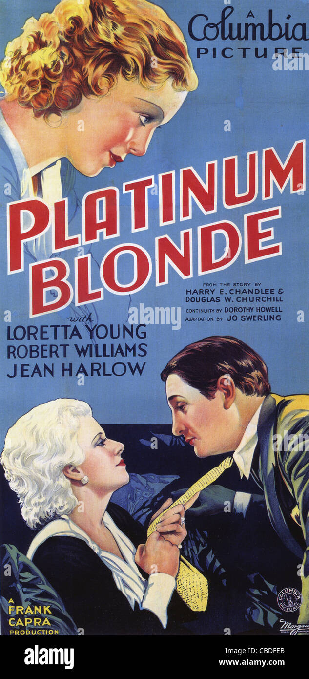 PLATINUM BLONDE Poster for 1931 Columbia film with Jean Harlow, Loretta Young and Robert Williams Stock Photo