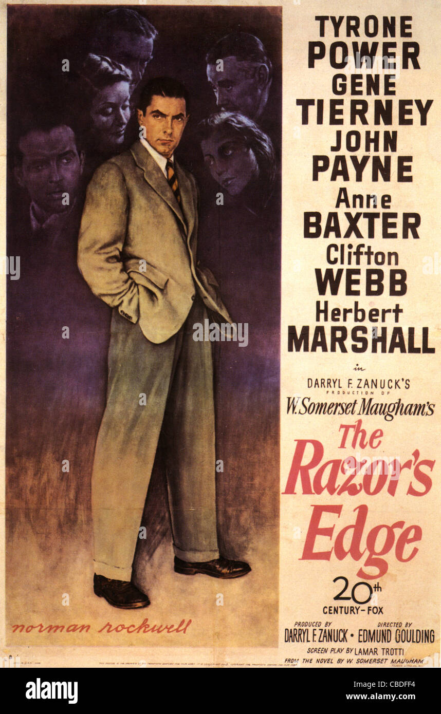 THE RAZOR'S EDGE Poster for 1946 20th Century Fox film with Tyrone Power Stock Photo