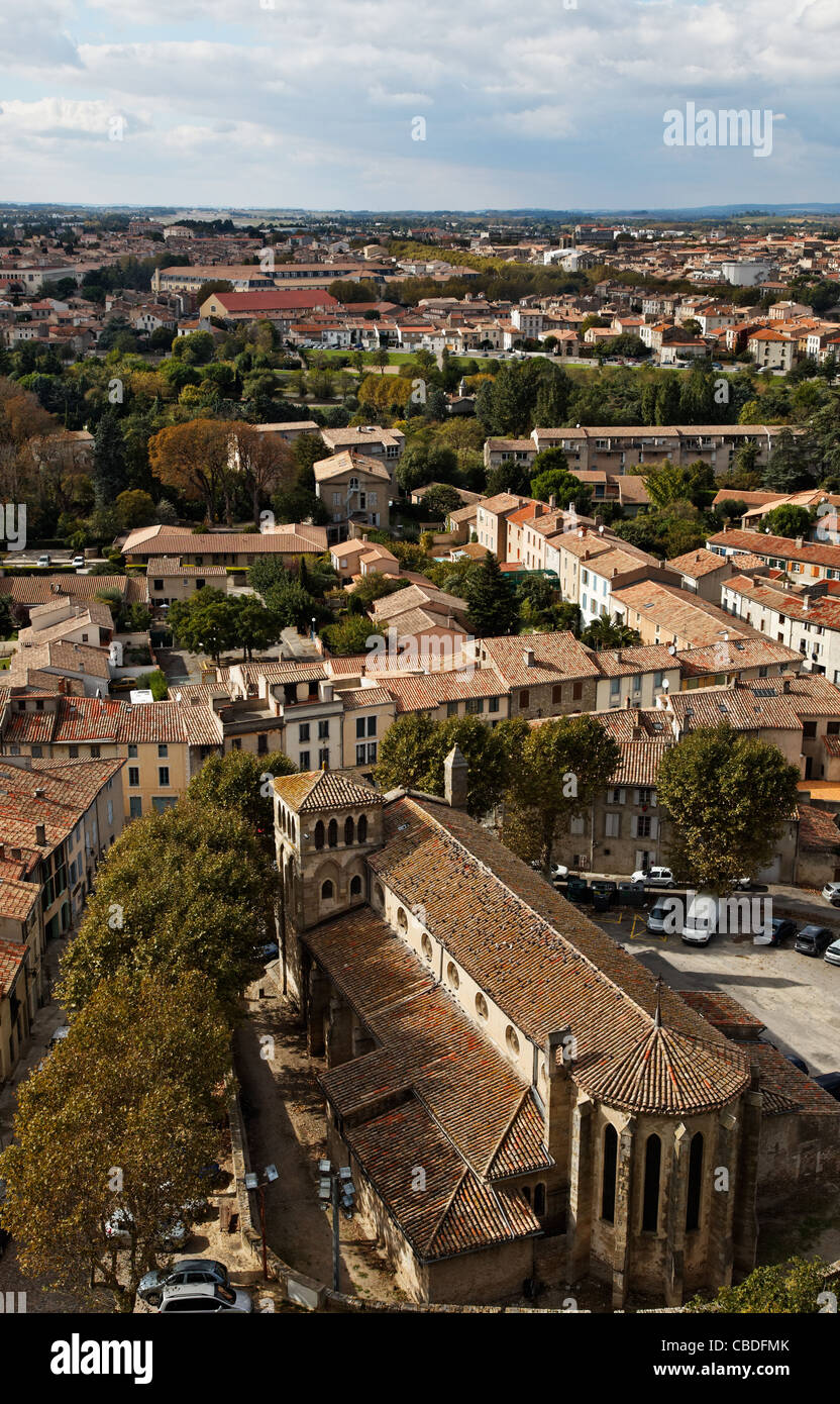 Image of the Saint Gimer's Church located in the base town of the fortified city of Carcassonne located in the Aude ,France Stock Photo