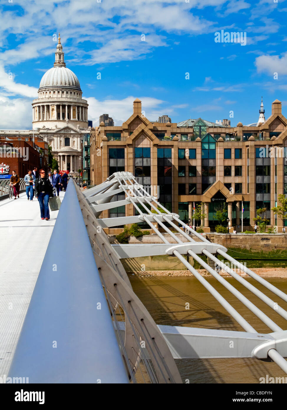 The Millennium Footbridge steel suspension bridge for pedestrians over