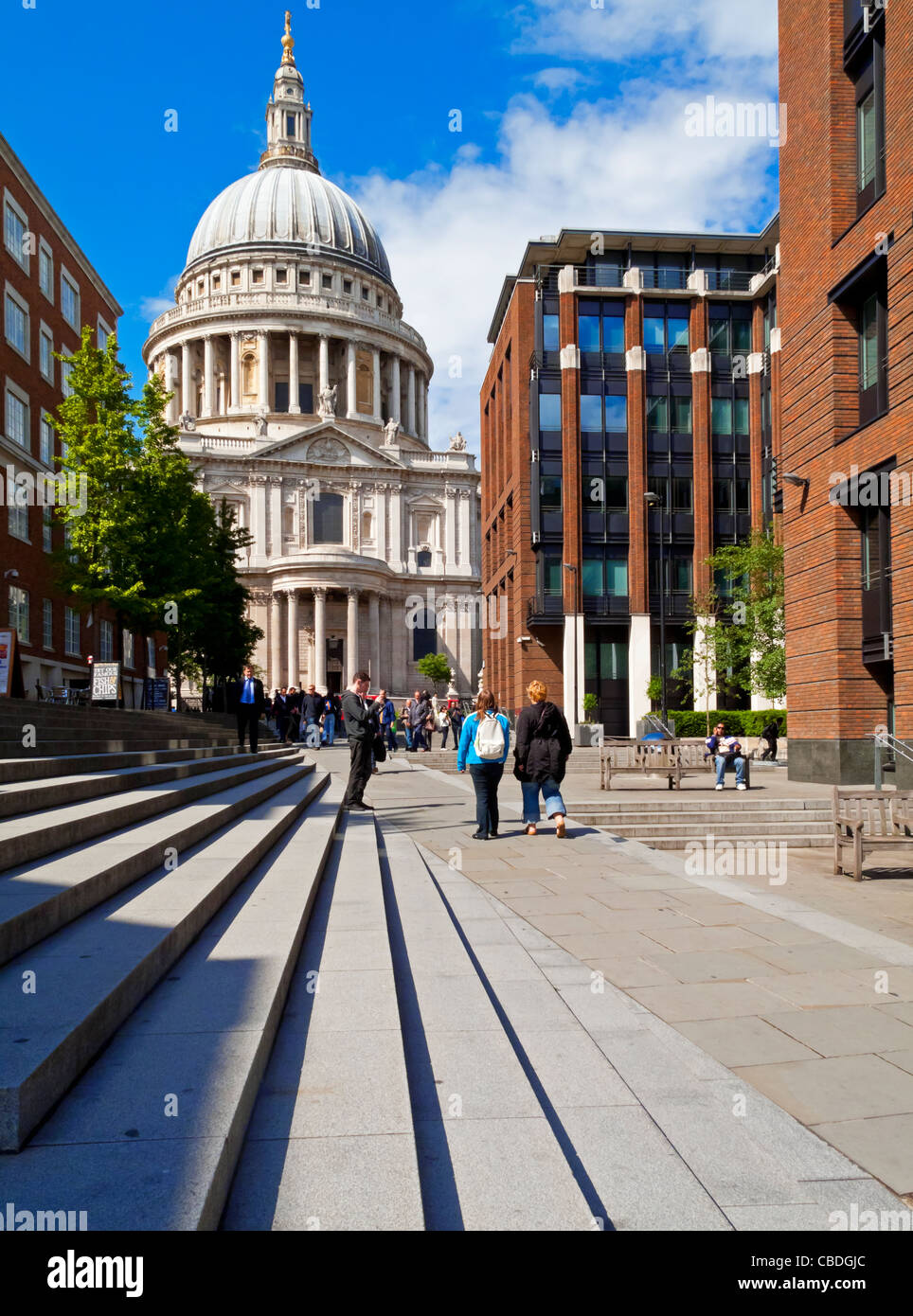 South Front of St Paul's Cathedral in the City of London England UK built by Sir Christopher Wren in the seventeenth century Stock Photo