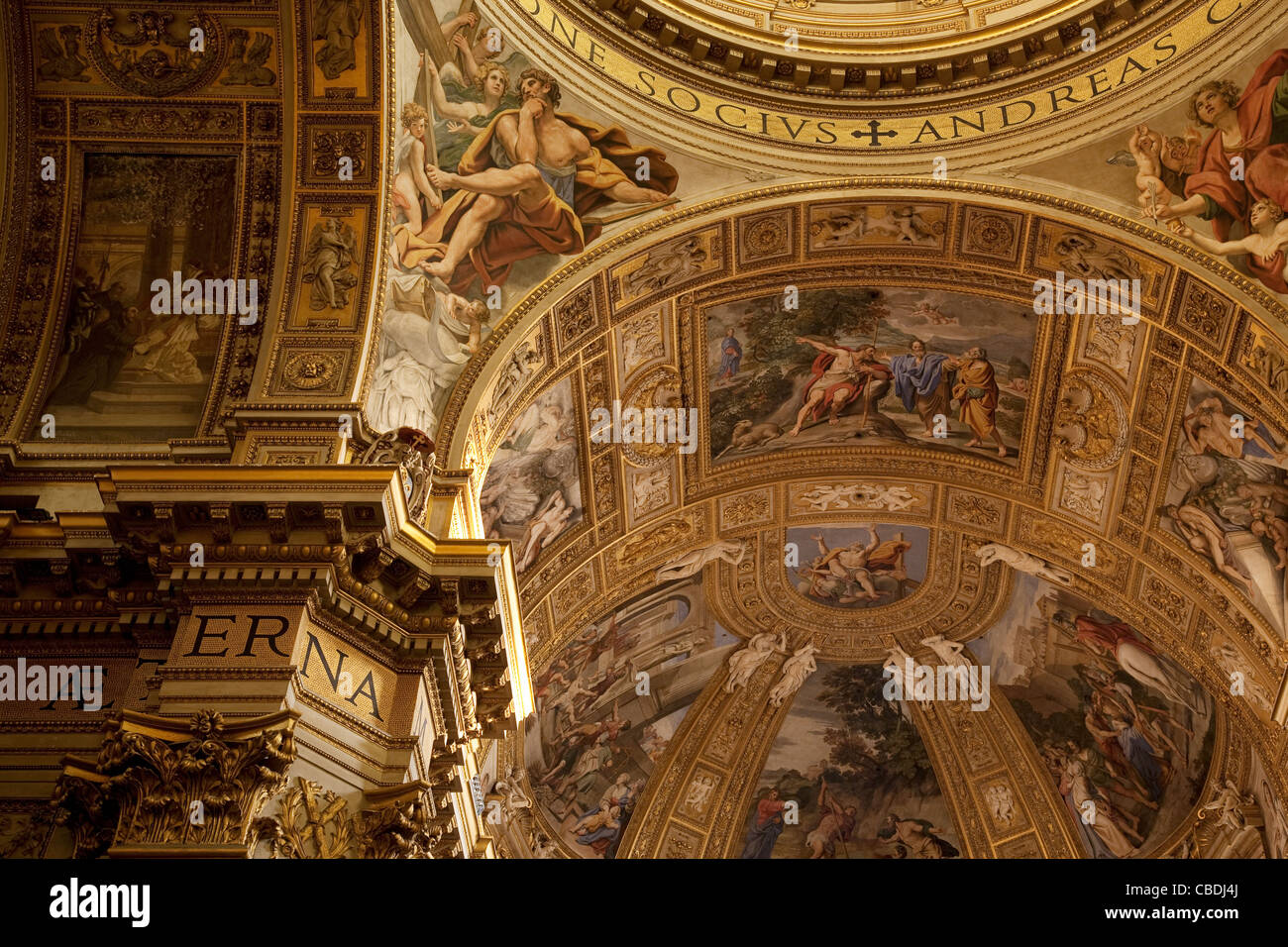 Ceiling Frescos at Chiesa di Sant Andrea della Valle Church in Rome, Italy, Europe Stock Photo