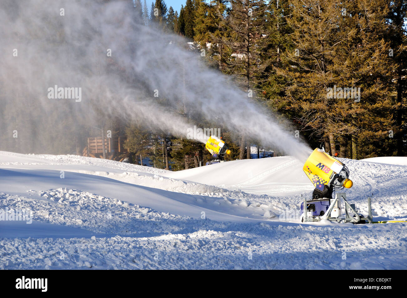Snow making machines at Tamarack Resort Stock Photo Alamy