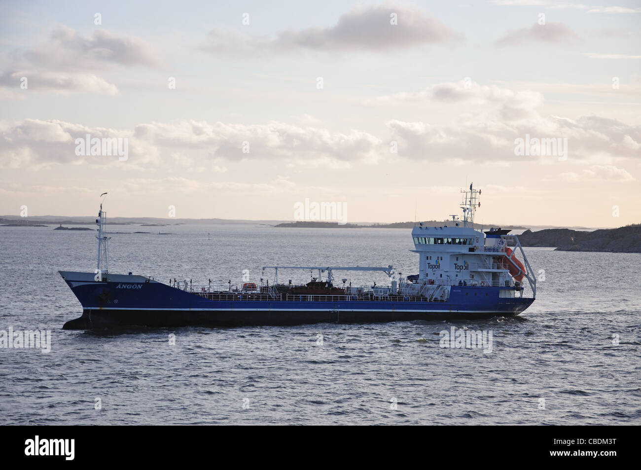 Oil tanker ship entering Gothenburg Harbour, Gothenburg, Västergötland & Bohuslän Province, Kingdom of Sweden Stock Photo
