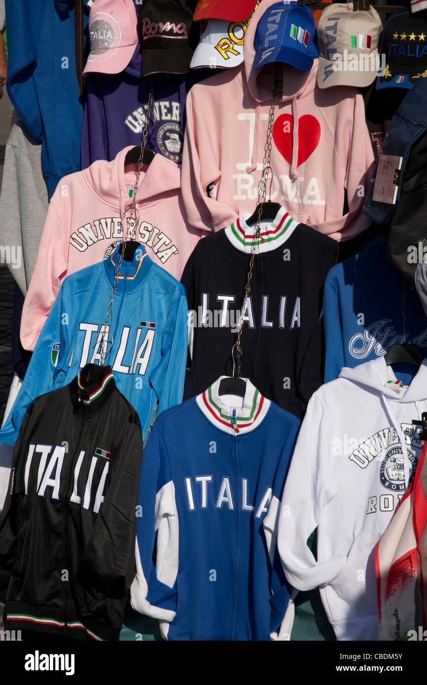 Souvenir Stall in Rome selling Italian Fashion Clothes, Rome, Italy