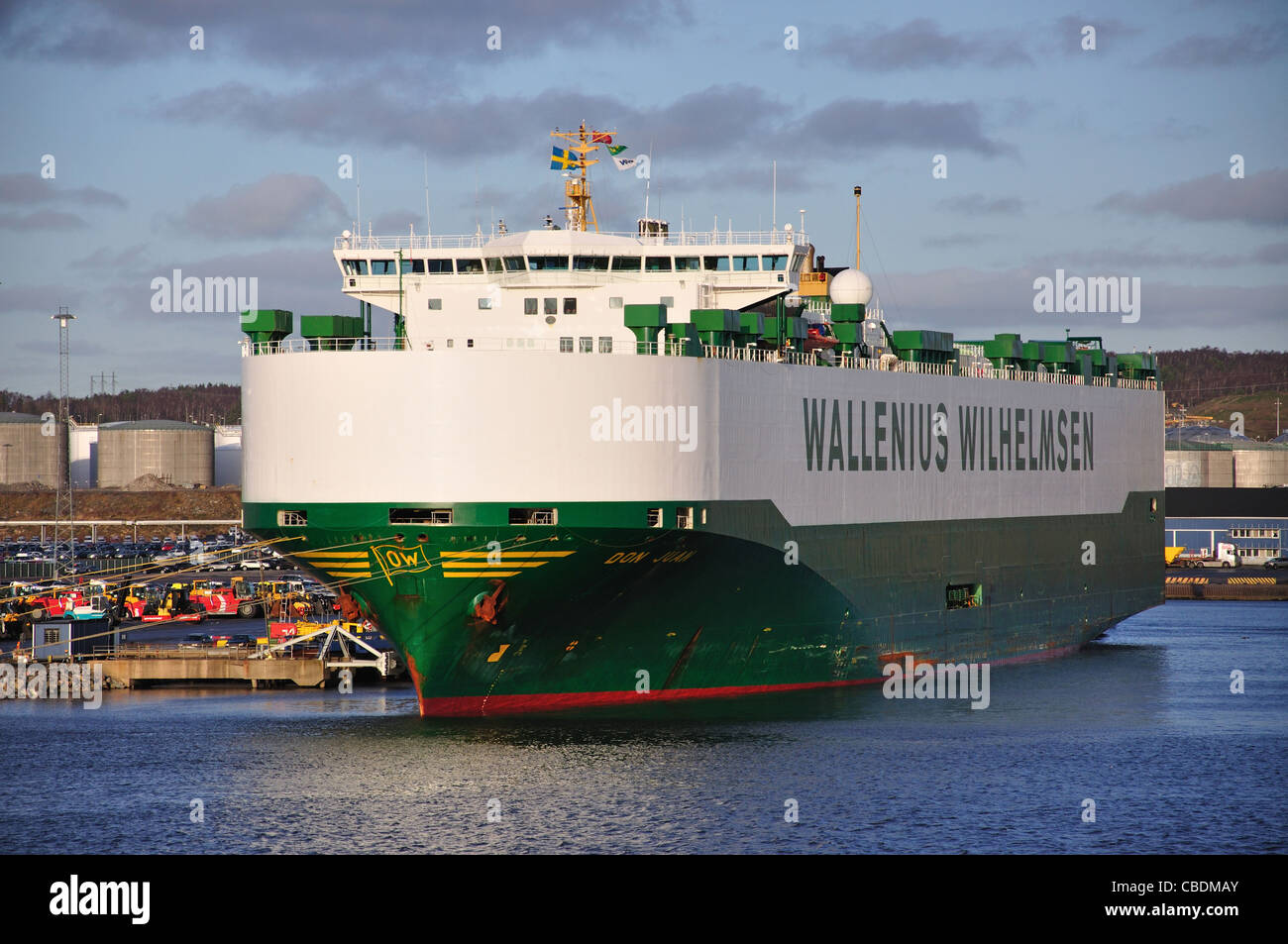 Wallenius Wilhelmsen car carrier berthed in Port of Göteborg, Gothenburg, Västergötland & Bohuslän Province, Kingdom of Sweden Stock Photo