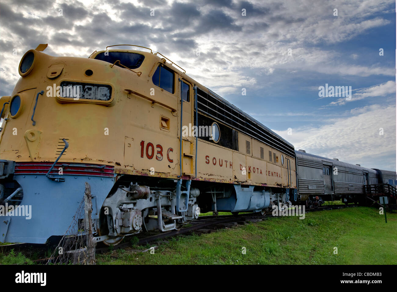 A Vintage Locomotive from the Wild West known as the South Dakota Central. Stock Photo