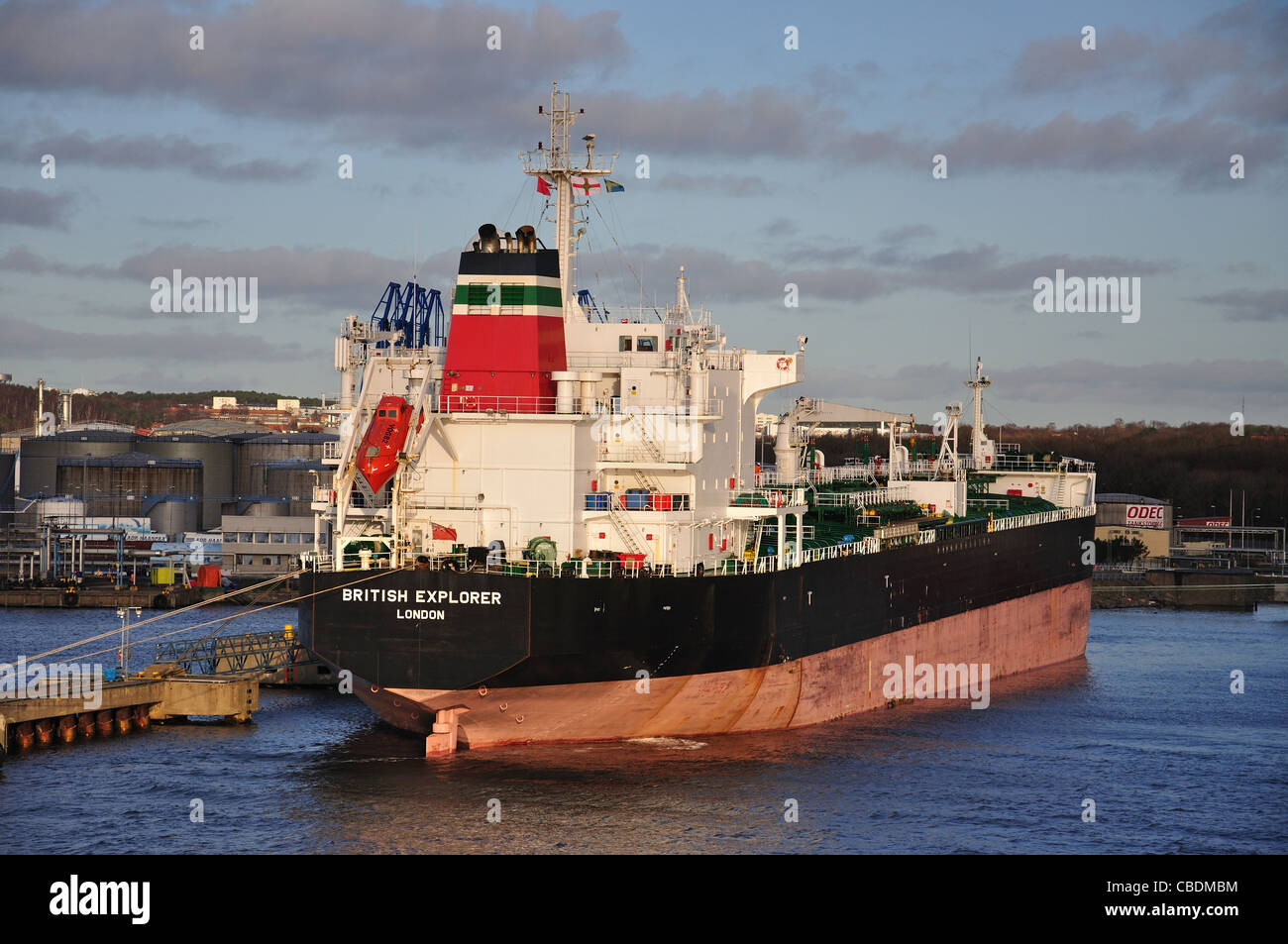 British Explorer tanker ship berthed in in Port of Göteborg, Gothenburg, Västergötland & Bohuslän Province, Kingdom of Sweden Stock Photo