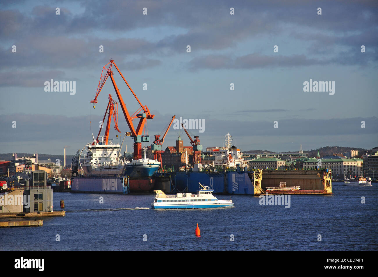 Ships in Gothenburg Harbour, Gothenburg, Västergötland & Bohuslän Province, Kingdom of Sweden Stock Photo