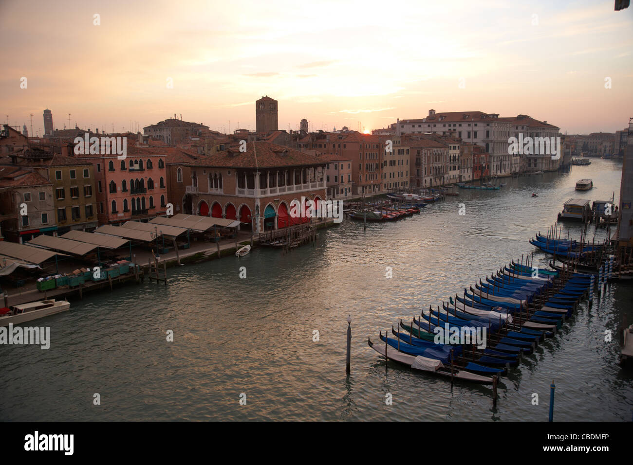 Gondolas Tied Up In Venice Canal High Resolution Stock Photography and ...