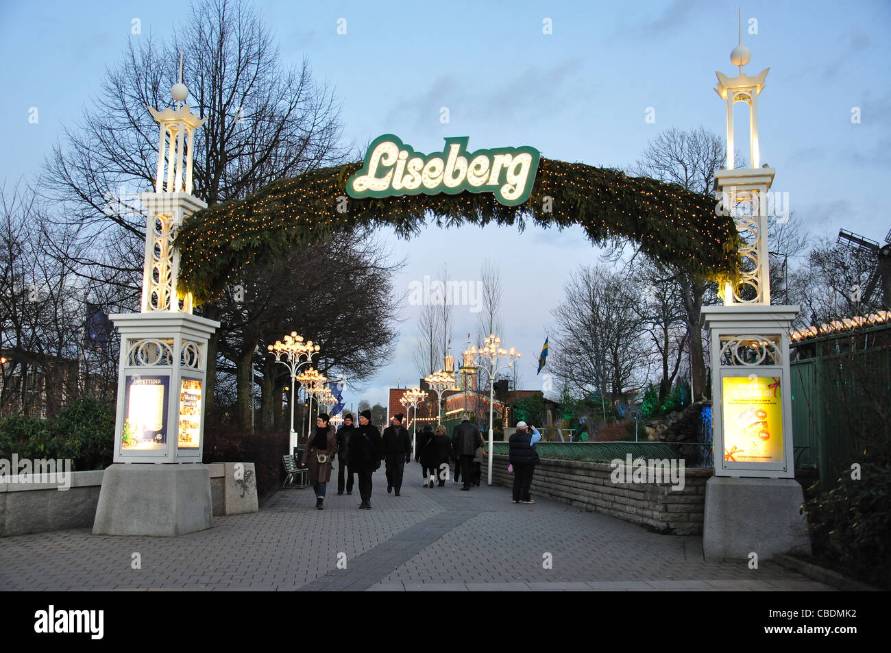 Entrance sign to Liseberg Christmas Market, Gothenburg, Västergötland & Bohuslän Province, Kingdom of Sweden Stock Photo