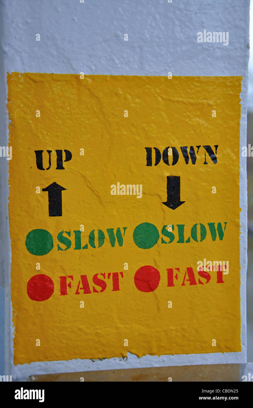 Painted sign on deck of Fred Olsen 'M S Balmoral' cruise ship, North Sea, Europe Stock Photo