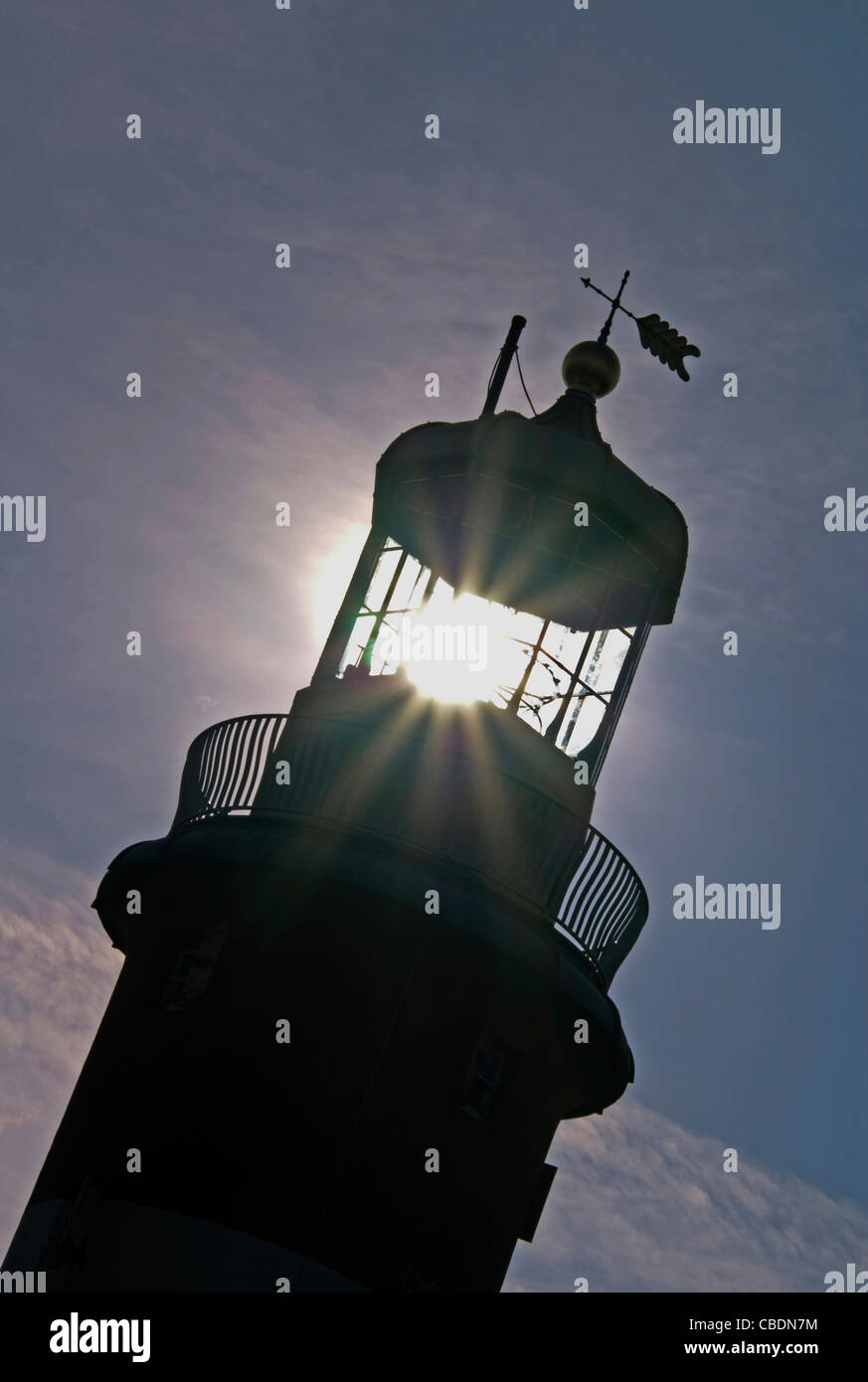 A silhouette of the lantern room of Smeaton's Tower Plymouth Devon UK Stock Photo