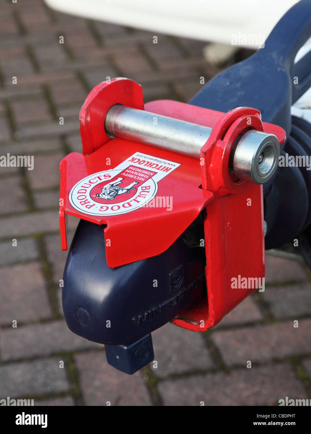Caravan or trailer security hitch lock made by Bulldog Stock Photo Alamy