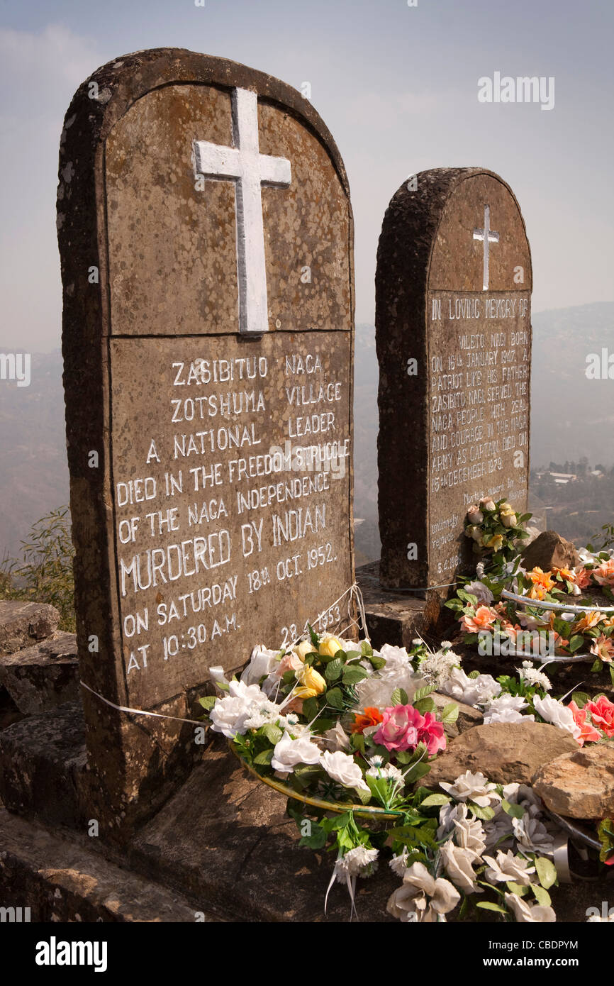 India, Nagaland, grave of Zazibituo Naga, national leader in the struggle for independence Stock Photo