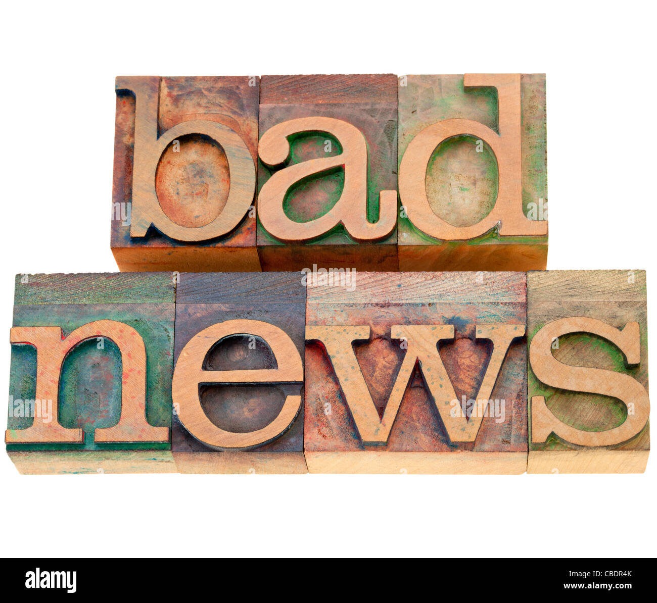 bad news - isolated words in vintage wood letterpress printing blocks Stock Photo