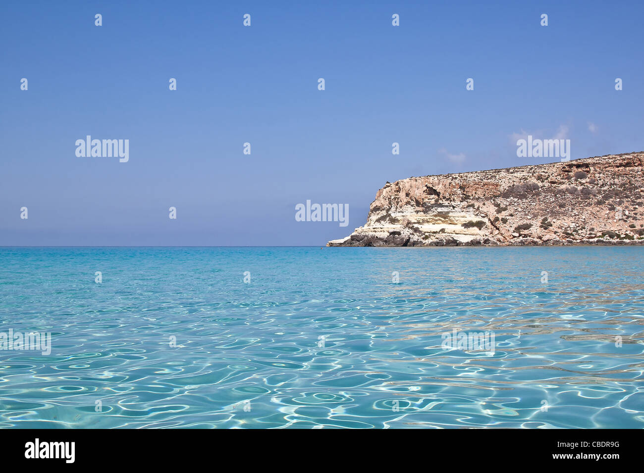 Beautiful blue sea of Lampedusa, Sicily, Italy. Stock Photo