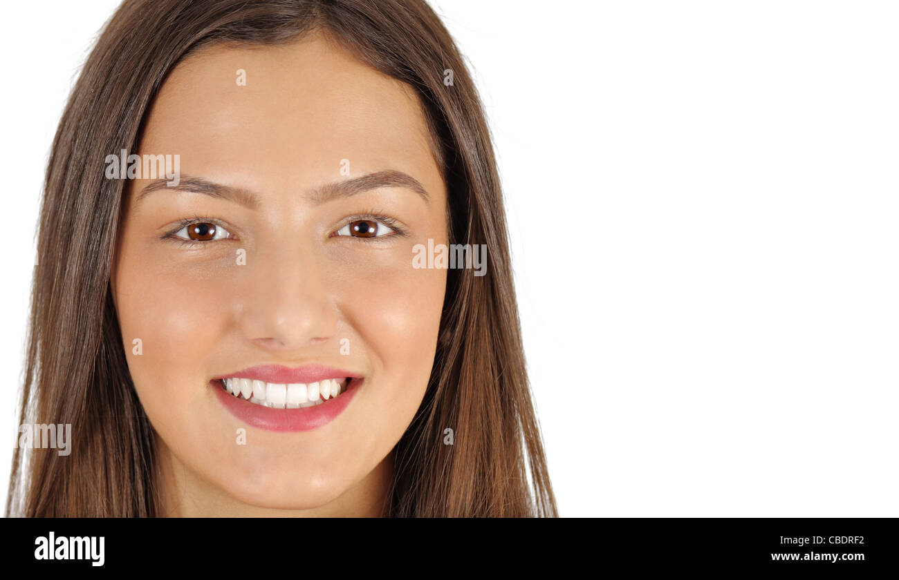 closeup portrait of smiling young beautiful woman Stock Photo - Alamy