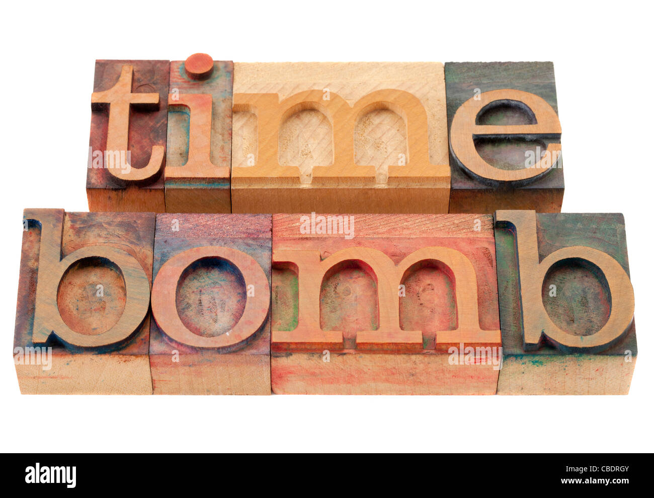 time bomb - isolated words in vintage wood letterpress printing blocks Stock Photo