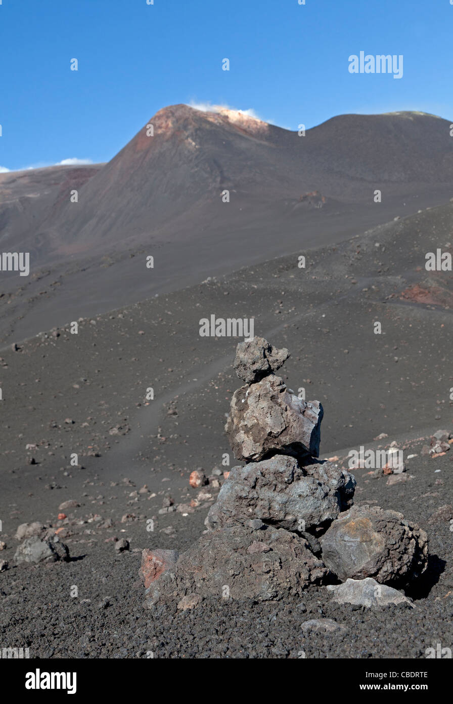 Cairn comprising of lava near Mount Etna, Sicily, Italy Stock Photo