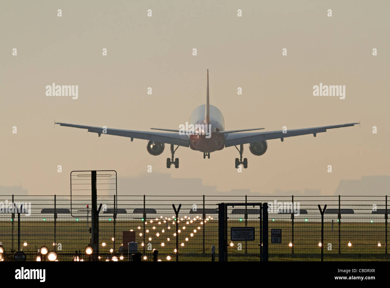 Landing aircraft, Germany Stock Photo