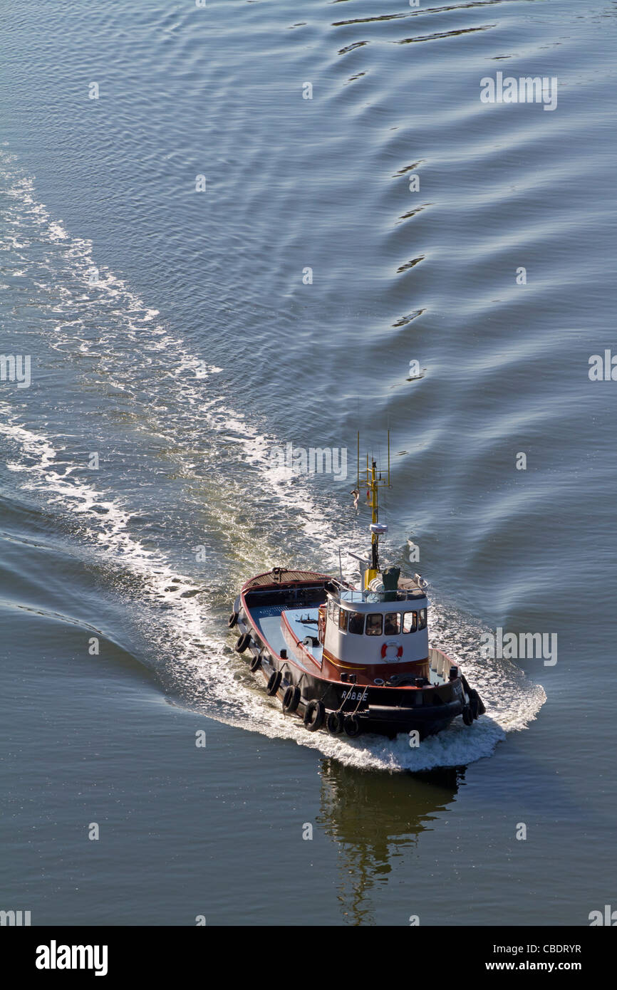 Tugboat on the North East Canal, Germany Stock Photo