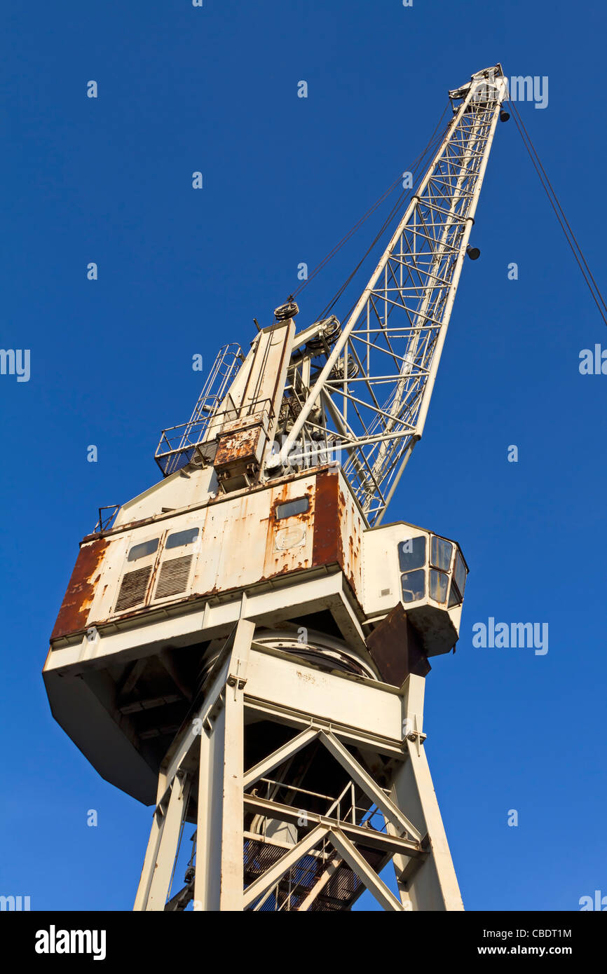 Old loading crane at Hamburg harbour, Germany Stock Photo