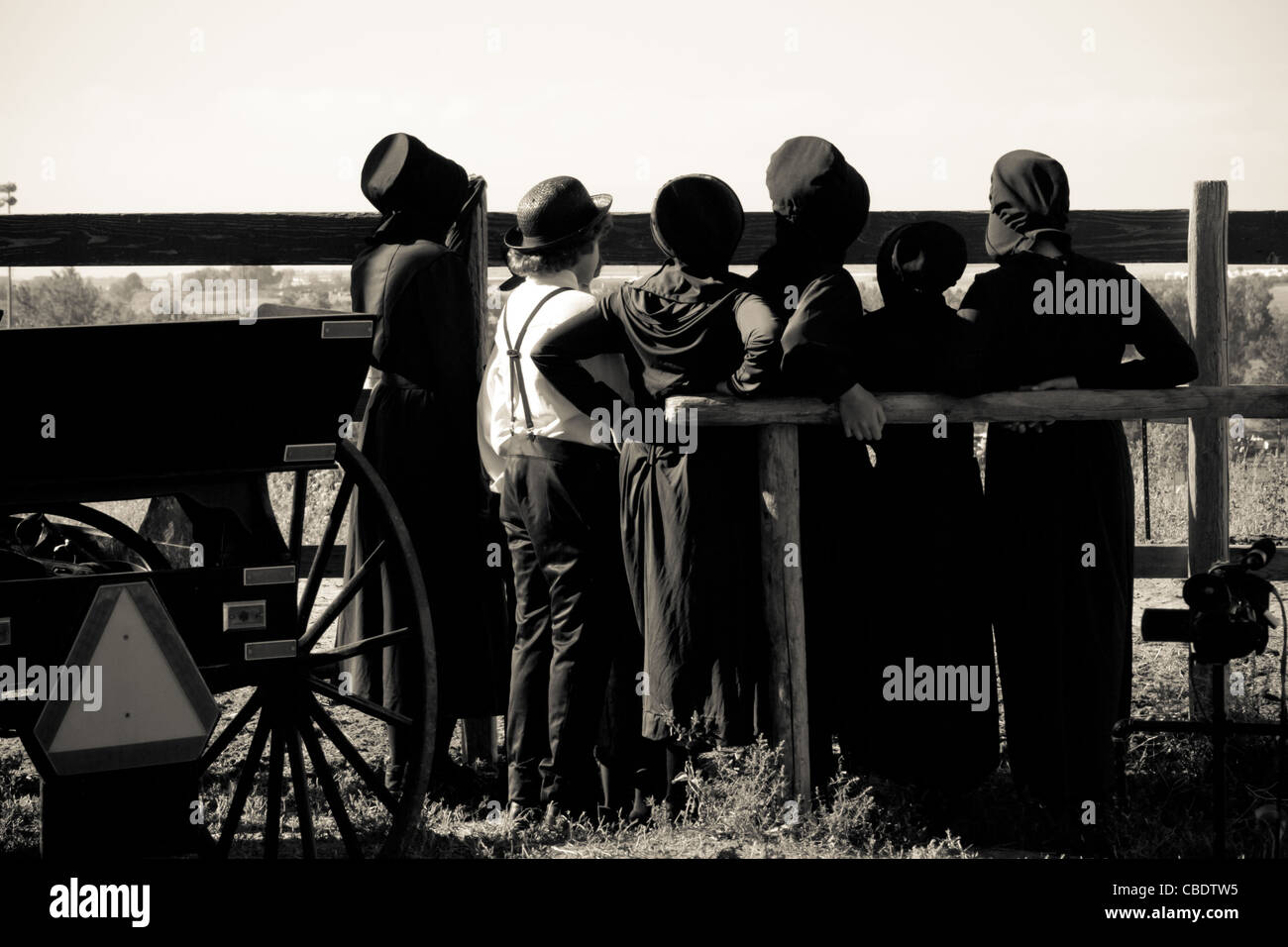 Amish children on the farm. Stock Photo