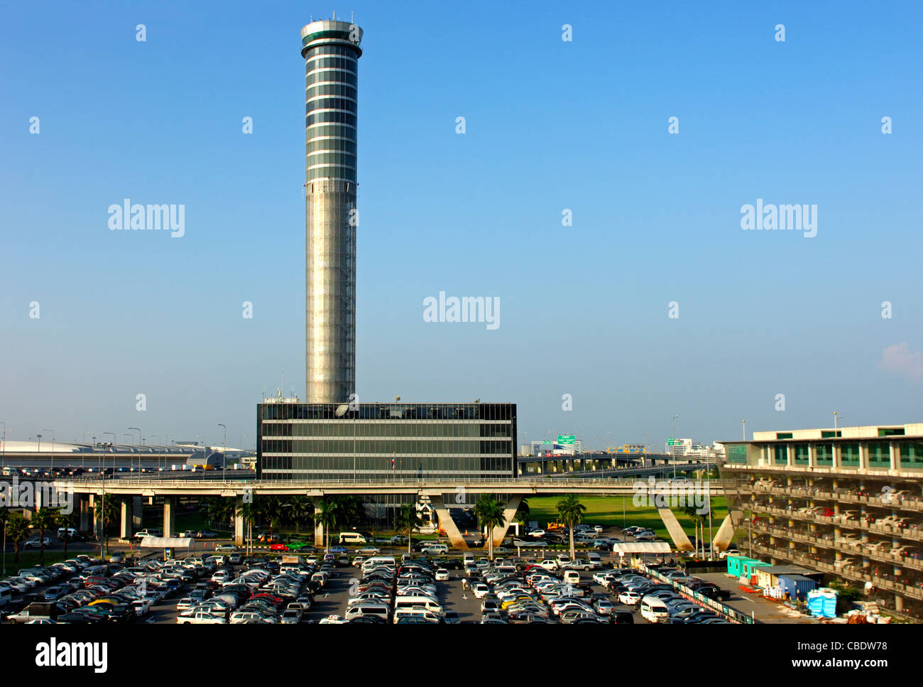 Control tower at the Suvarnabhumi International Airport, Bangkok, Thailand Stock Photo