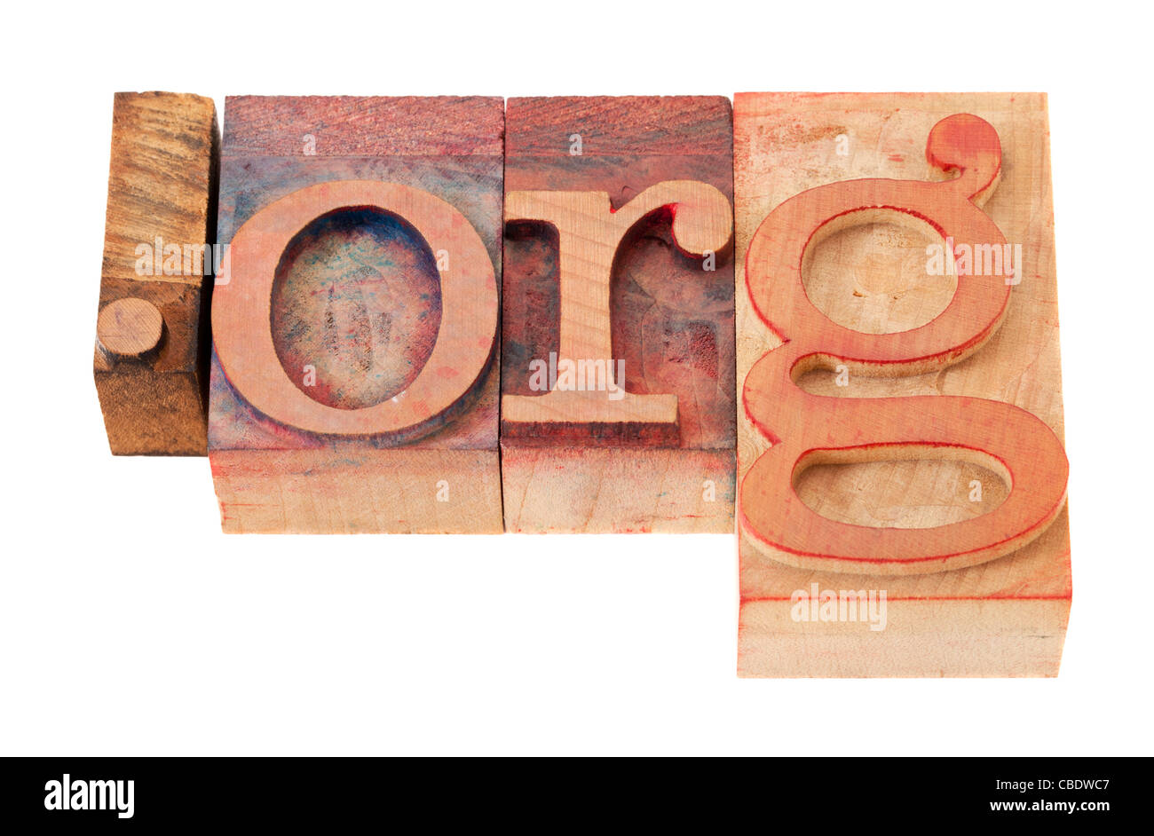 dot org - non-profit organization internet domain extension in vintage wooden letterpress printing blocks Stock Photo