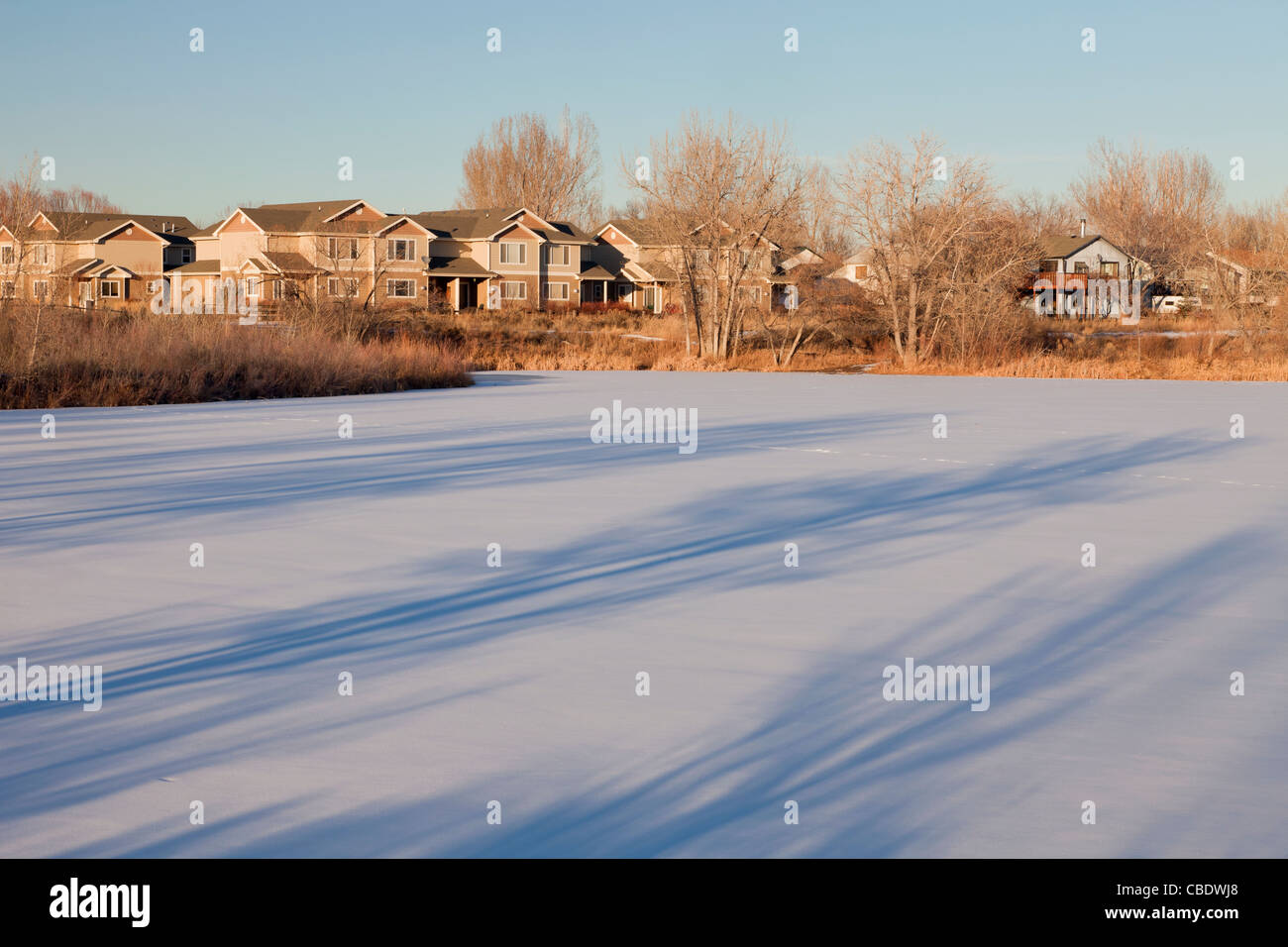 housing development and lake natural area in Fort Collins, Colorado