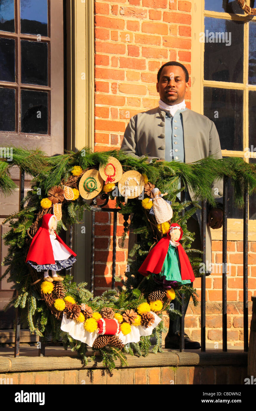 Man Christmas Decorations, Colonial Williamsburg, Virginia, USA Stock