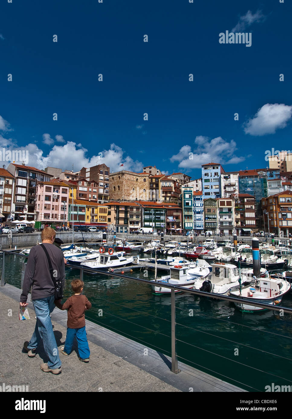 Port of Bermeo, Bizkaia, Bizcaye, Basque Country, Spain/ Puerto y ayuntamiento de Bermeo, Bizkaia, Euskadi. Stock Photo