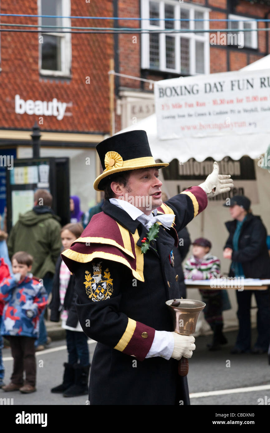 Town crier at the annual Christmas Fair in Haslemere, Surrey Stock