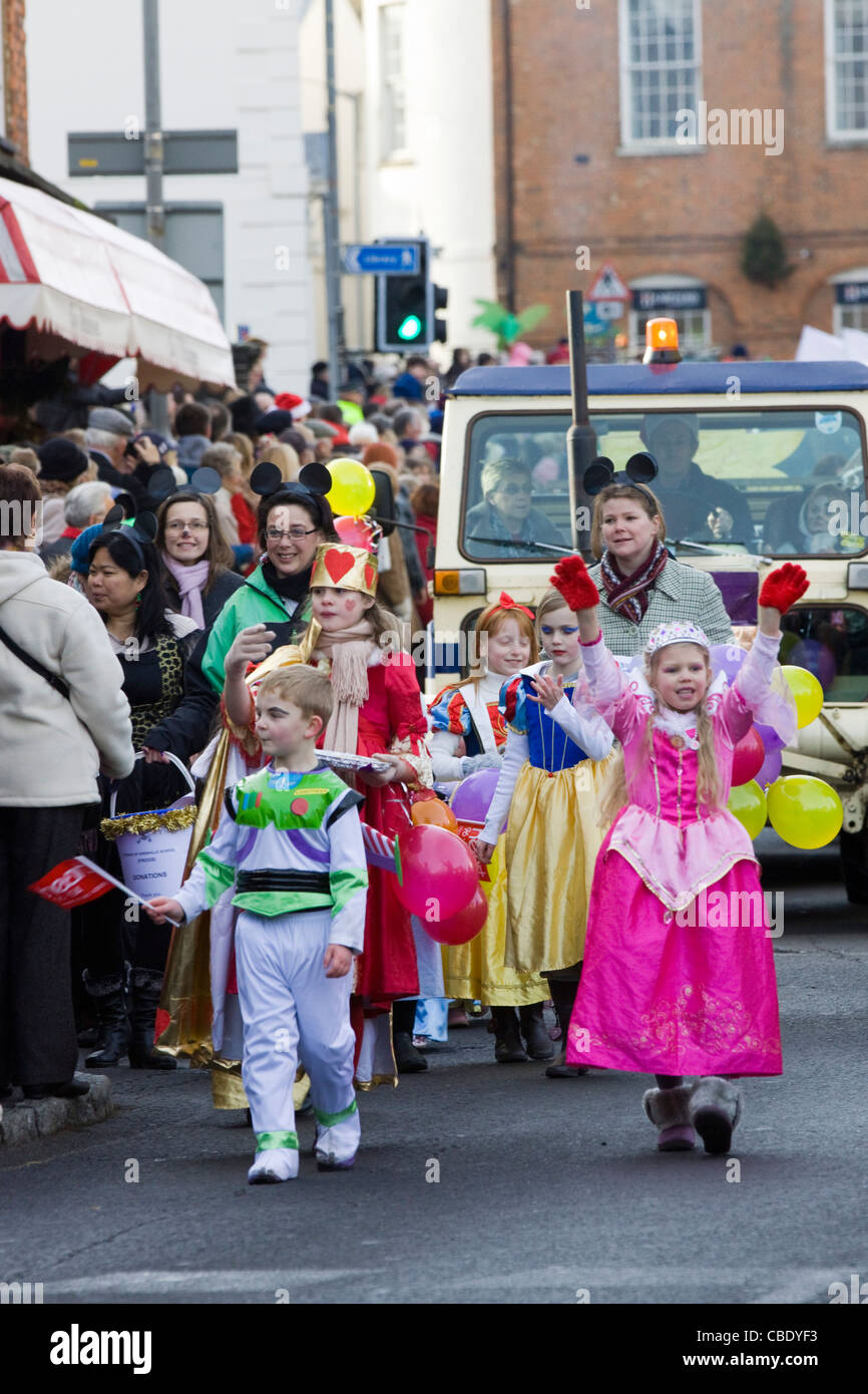 Children Dressed up as the princesses for the Disney Christmas Parade