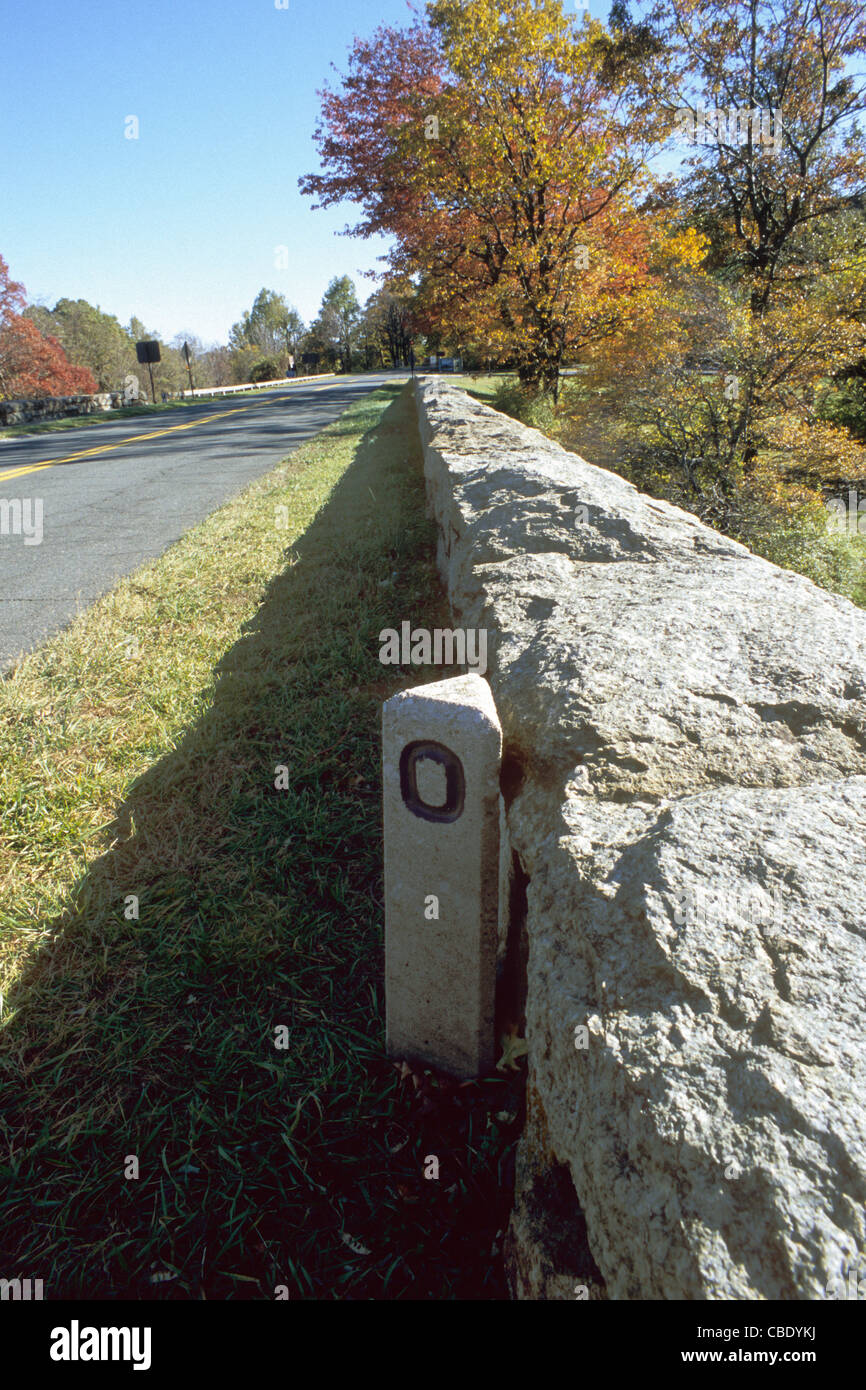 Milepost 0 of the Blue Ridge Parkway - Milepost 0 Of The Blue Ridge Parkway In Rockfish Gap On The South CBDYKJ 