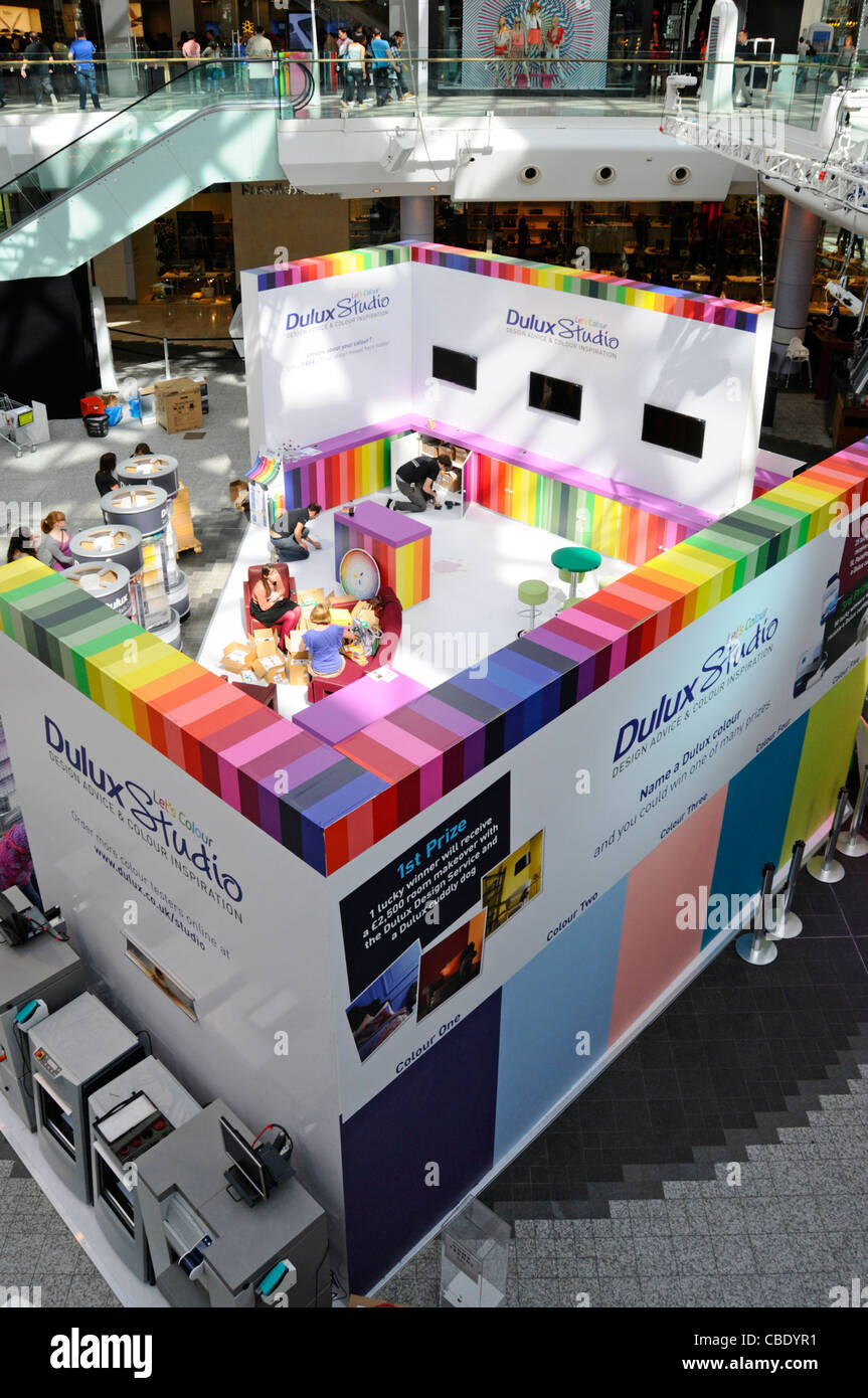 Westfield shopping centre retail business event area hosting colourful