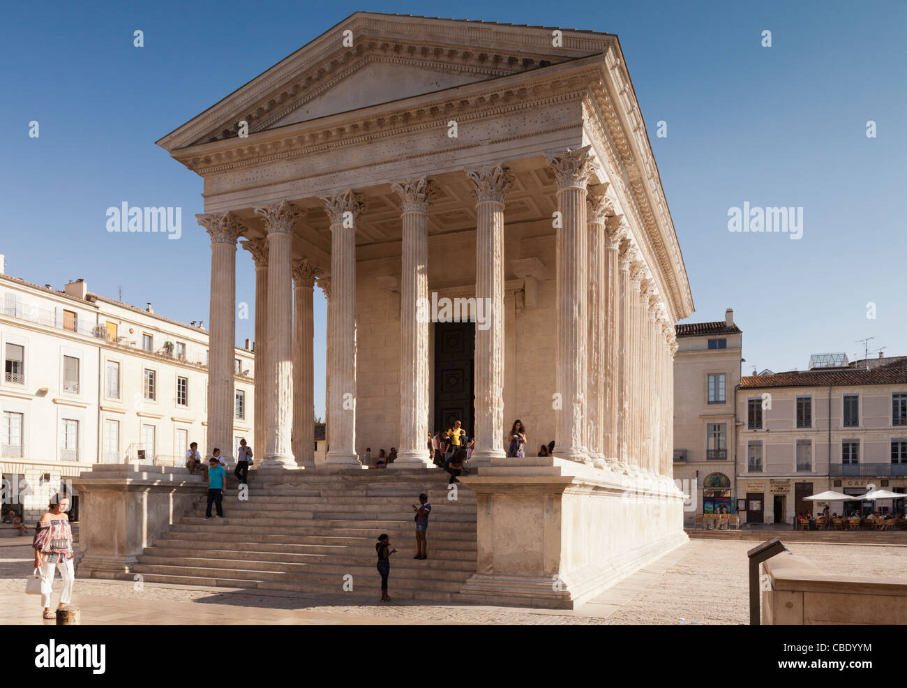 Maison Carree, one of the best preserved temples to be found anywhere in the former Roman Empire. Stock Photo