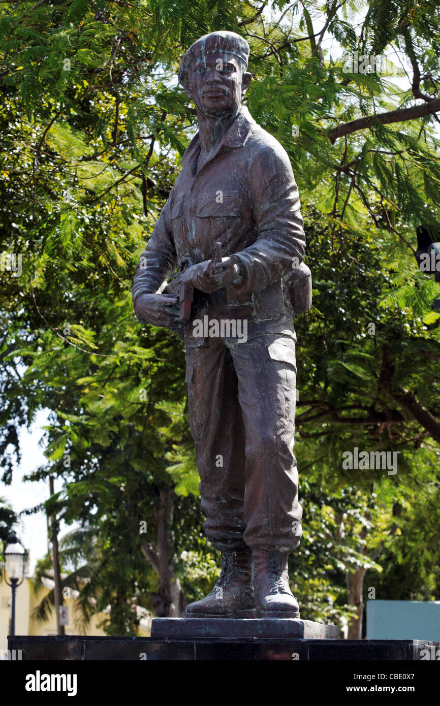 A statue of Nestor Antonio Izquieredo at the Bay of Pigs memorial in Miami, Florida's little Havana neighborhood Stock Photo