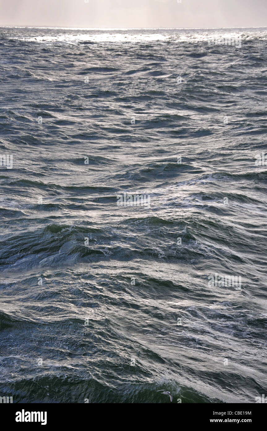 Waves in choppy sea off Denmark, North Sea, Northern Europe Stock Photo